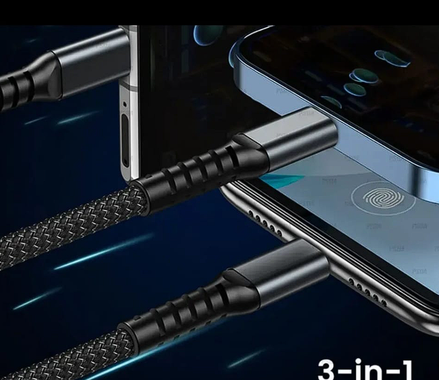 🔌⚡ CABLE DE CARGA 3 EN 1 SÚPER RÁPIDO Y VERSÁTIL 💥📱